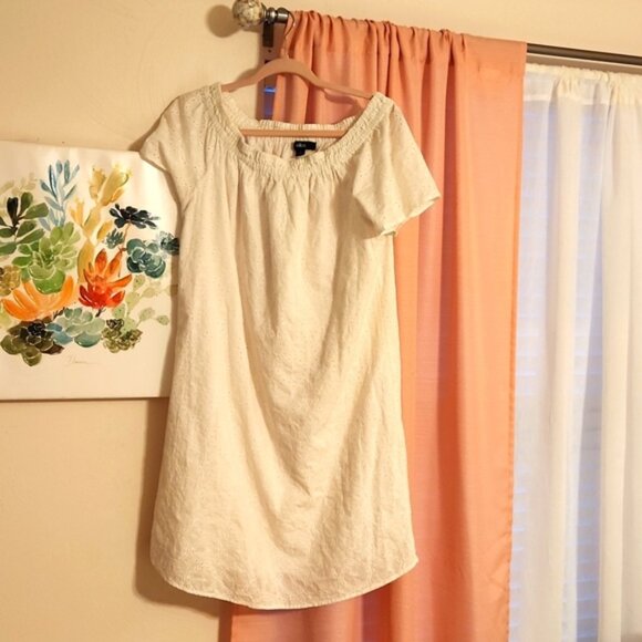 A white Spring or Summer eyelet dress size 14 by ellos $23. - Picture 1 of 7